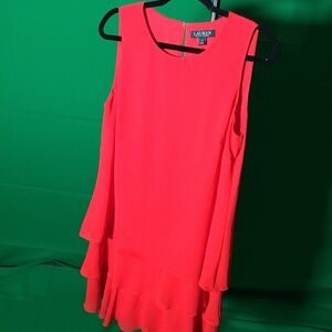 Lauren Ralph Lauren Tiered Sleeveless Dress – Size 10 Color Red